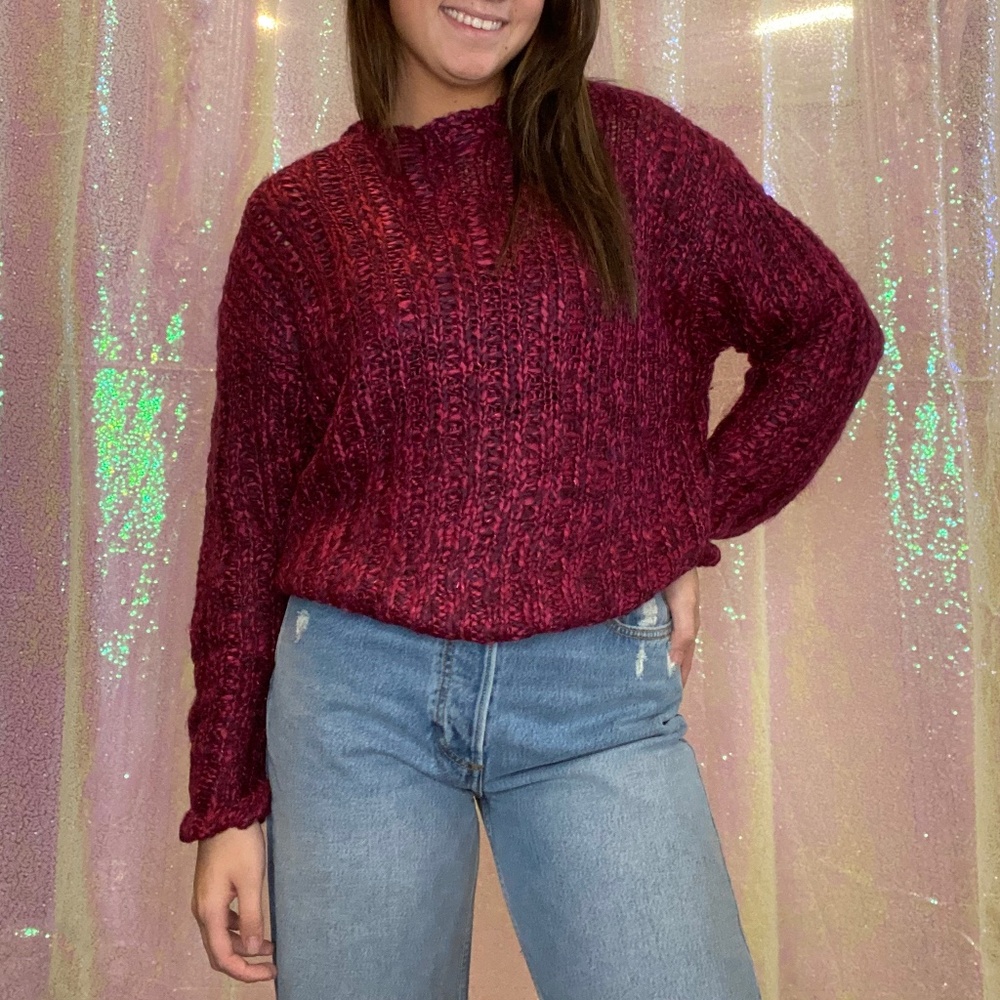 Berry Melange Chunky Knit Sweater NWT